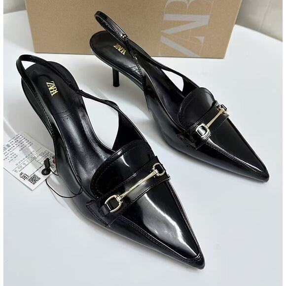 RARE!!! ZARA Embellished Slingback Shoes NWT - Picture 11 of 17